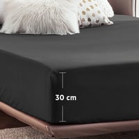 Bedsure Gumis Lepedő 160x200 cm Fekete Mikroszálas Magas Matrachoz 6