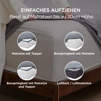 Bedsure plahta s gumicom 180x200 cm, navlaka od mikrovlakana za madrace do 30 cm visine, za boxspring krevete, prozračna i brzosušeća, Oeko-Tex, antracit 3