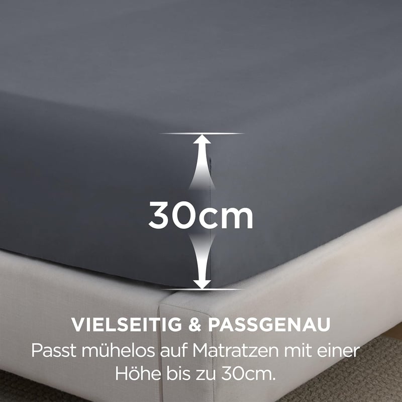 Bedsure Gumis Lepedő 180x200 cm, Mikroszálas Matracolló, Szürke