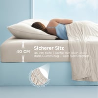 Bedsure Chladivá napínacia plachta 200x200 cm + 40 cm, béžová - Letný chránič matraca na kontinentálnu posteľ, Q-MAX 0.4, certifikát Oeko-Tex, mäkká a pohodlná 4