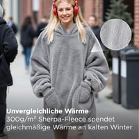 BEDSURE Kapucnis Takaró Ujjal - Oversized Plüss Pulóver Takaró Unisex Szürke 107x90cm 4