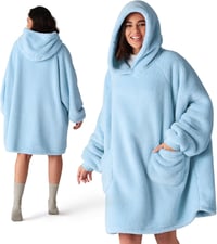 BEDSURE kapucnis viselhető takaró ujjakkal - világoskék - 95x85 cm 1