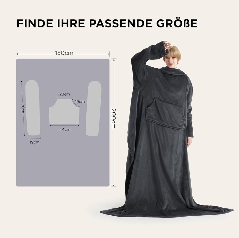 BEDSURE Karmos Plüss Ágytakaró 150x200cm - Meleg Ölelhető Decke Felnőtteknek