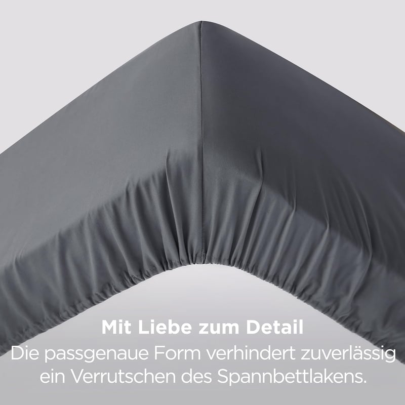 BEDSURE kifeszített lepedő 140x200 cm boxspringhoz, mikroszálas poliészter, szürke, felhajtós 30 cm matracmagasságig