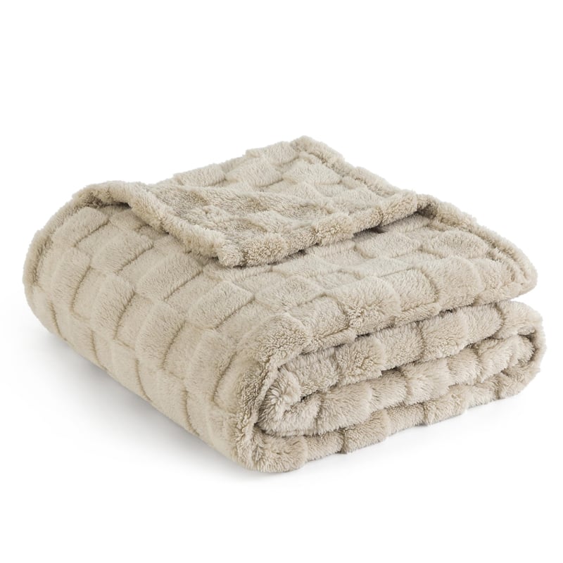 Bedsure kockasta mekana flis deka - topla smeđa deka za kauč i krevet, za ugodno opuštanje, 130x170 cm