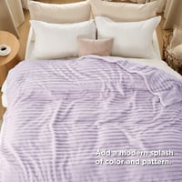 BEDSURE Menčestrová deka 220x240 cm levanduľová - Mäkká teplá deka na pohovku, prehoz na posteľ, flísová deka do obývačky a spálne, prateľná XXL deka 5