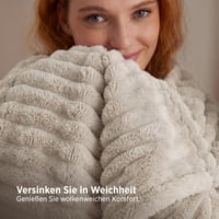BEDSURE deka, mäkká a hrejivá flísová deka na pohovku a posteľ, s rebrovaným menčestrovým vzorom, béžová, 150x200 cm 3