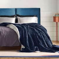 BEDSURE Sherpa deka od flisa, mekana prekrivka za kauč, pahuljasti pokrivač za garnituru, tamnoplava, 220x240 cm XXL veličina 3