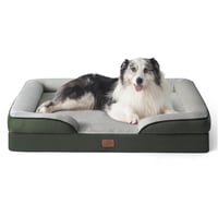 Ortopedický pelech pre psov Bedsure XL s odnímateľným prateľným poťahom, protišmykový, tmavozelený, 106x80x16 cm, používaný 1