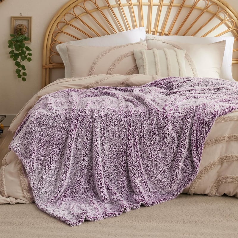 BEDSURE Lila Sherpa Takaró 150x200 cm, Puha Sofa Pléd, Meleg Téli Blanket