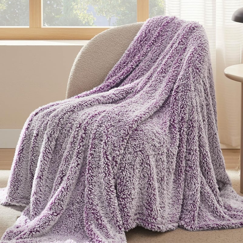 BEDSURE Lila Sherpa Takaró 150x200 cm, Puha Sofa Pléd, Meleg Téli Blanket