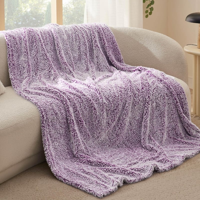BEDSURE Lila Sherpa Takaró 150x200 cm, Puha Sofa Pléd, Meleg Téli Blanket