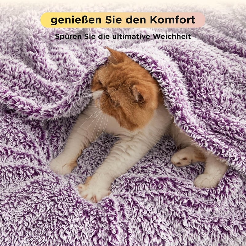 BEDSURE Lila Sherpa Takaró 150x200 cm, Puha Sofa Pléd, Meleg Téli Blanket