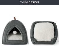 BEDSURE Macskabarlang Összecsukható Macskágy Sötétszürke 44x44cm Mosható Párnával 2