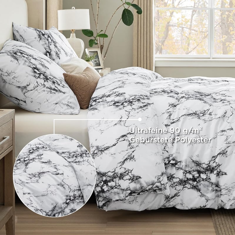 Bedsure 3 részes mikroszálas ágynemű garnitúra 200x200 cm márvány fehér