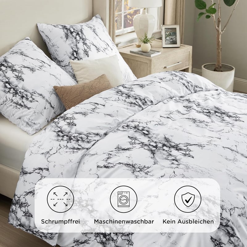 Bedsure 3 részes mikroszálas ágynemű garnitúra 200x200 cm márvány fehér
