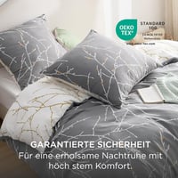 Bedsure Mikroszálas Ágyneműhuzat 135x200 cm Szürke Ágytakaró Párnahuzattal Egyszemélyes Ágyhoz 4