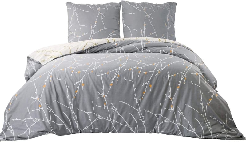 Bedsure Mikroszálas Ágyneműhuzat 155x220 cm Szürke Ágytakaró Párnahuzattal Egyszemélyes Ágyhoz