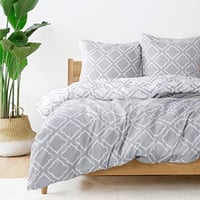 Bedsure súprava posteľnej bielizne z mikrovlákna, 3-dielna – mriežkovaná, sivá – 200x220 cm 2