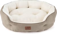 Bedsure Mosható Macska Ágy - 63x53x20 cm Kétoldalú Párnával, Csúszásgátlós Kisállat Fekhely Macskáknak és Kistestű Kutyáknak, Teveszín 1