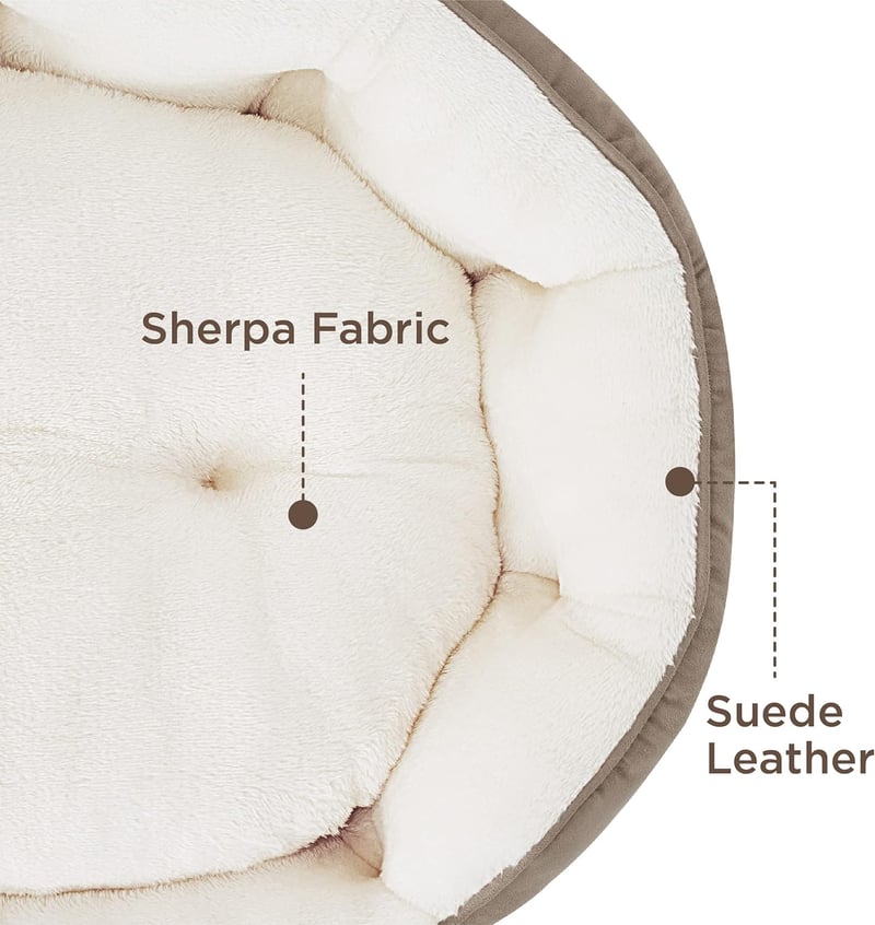 Bedsure Mosható Macska Ágy - 63x53x20 cm Kétoldalú Párnával, Csúszásgátlós Kisállat Fekhely Macskáknak és Kistestű Kutyáknak, Teveszín