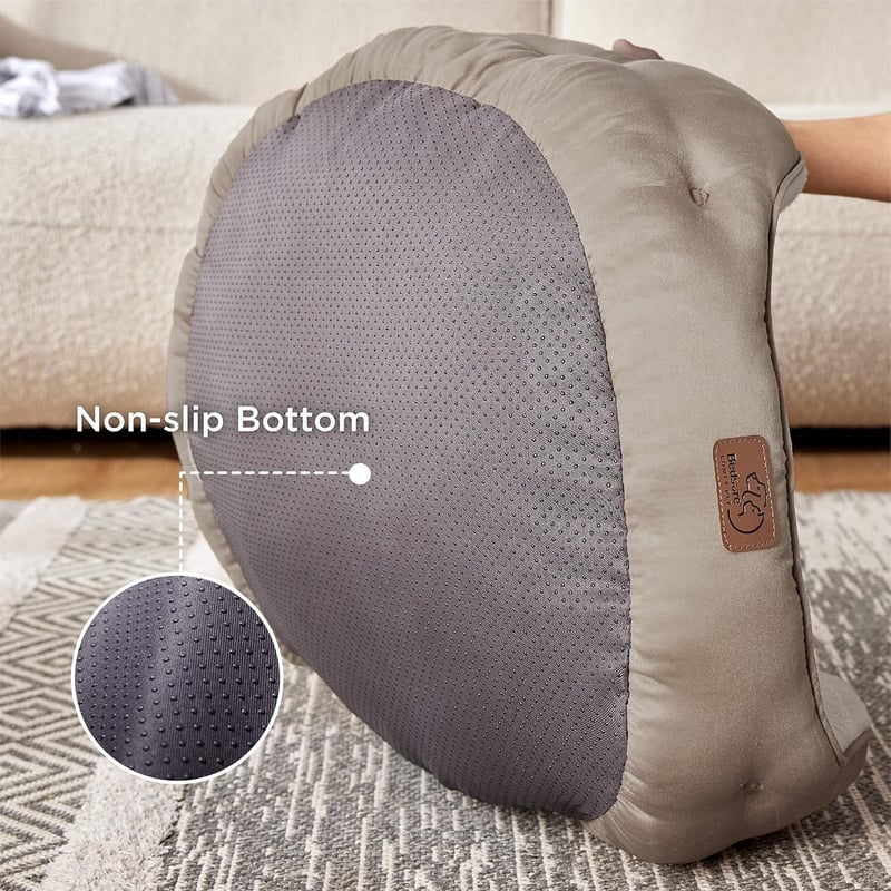 Bedsure Mosható Macska Ágy - 63x53x20 cm Kétoldalú Párnával, Csúszásgátlós Kisállat Fekhely Macskáknak és Kistestű Kutyáknak, Teveszín