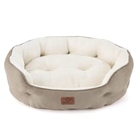 Bedsure Perivi Krevet za Mačke - 63x53x20 cm s Jastukom s Dva Lica, Protuklizni Ležaj za Kućne Ljubimce, Mačke i Male Pse, Boja Deve 1
