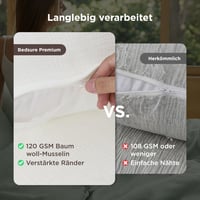 Bedsure mušelínová posteľná bielizeň 200x200 cm, 3-dielna súprava – 100% bavlna, 1 obliečka na paplón 200x200 cm + 2 obliečky na vankúš 80x80 cm, certifikát Oeko-TEX 4