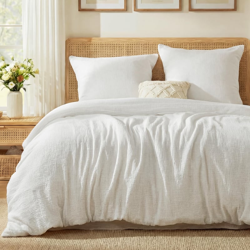 Bedsure mušelínová posteľná bielizeň 200x200 cm, 3-dielna súprava – 100% bavlna, 1 obliečka na paplón 200x200 cm + 2 obliečky na vankúš 80x80 cm, certifikát Oeko-TEX