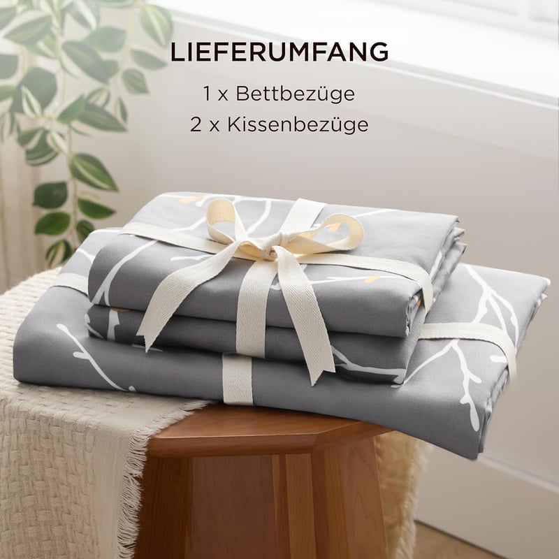 Bedsure Nyári Ágynemű Szett 200x200 cm Ágytakaró Párnahuzat Szürke Ágyhuzat