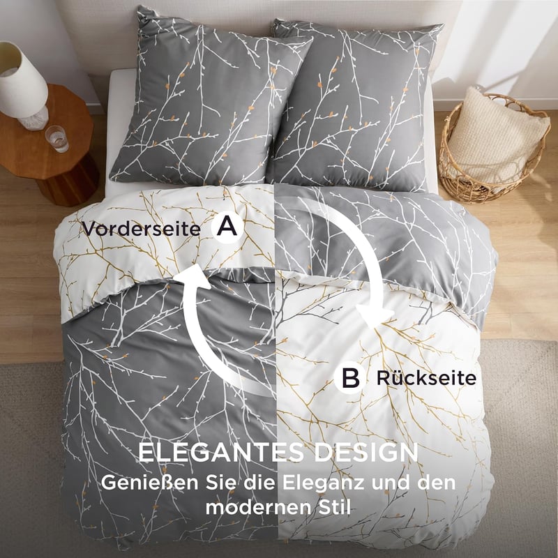 Bedsure Nyári Ágynemű Szett 200x200 cm Ágytakaró Párnahuzat Szürke Ágyhuzat