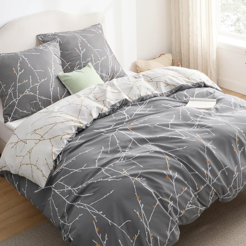 Bedsure Nyári Ágynemű Szett 200x200 cm Ágytakaró Párnahuzat Szürke Ágyhuzat