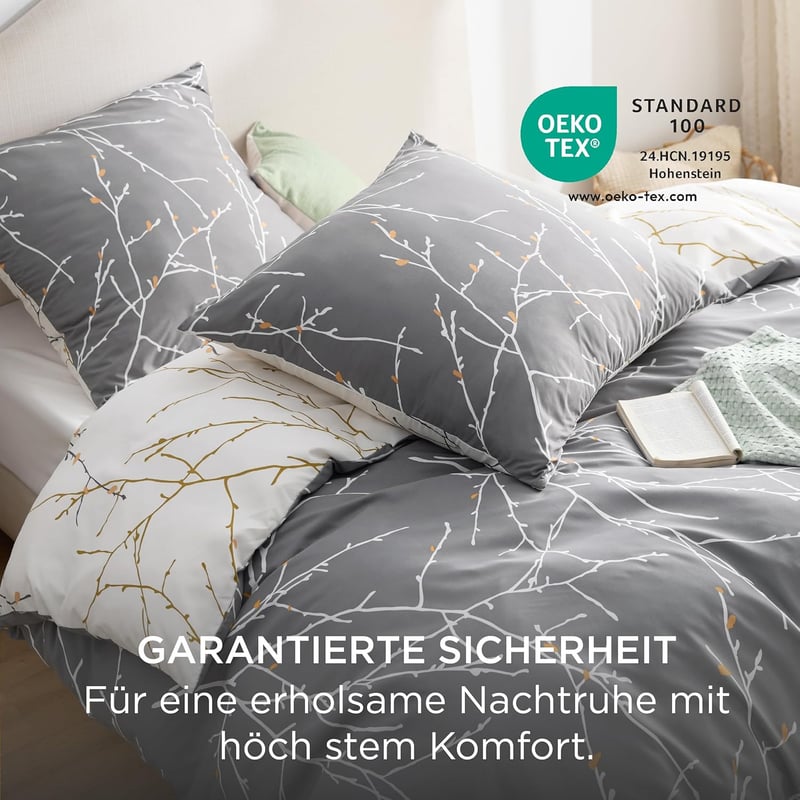 Bedsure Nyári Ágynemű Szett 200x200 cm Ágytakaró Párnahuzat Szürke Ágyhuzat