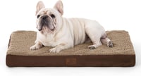 BEDSURE Ortopéd Kutyafekhely Kisméretű Kutyáknak - 76x51x7,6 cm Mosható Plüss Kutyamatrac Csúszásgátló Aljjal, Barna 1
