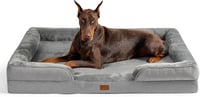 BEDSURE Ortopédiai kutyafekhely tojáskarton habbal 134 x 106 cm, ergonómikus kutya kanapé, szürke, nagytestű, csúszásgátló, mosható 1