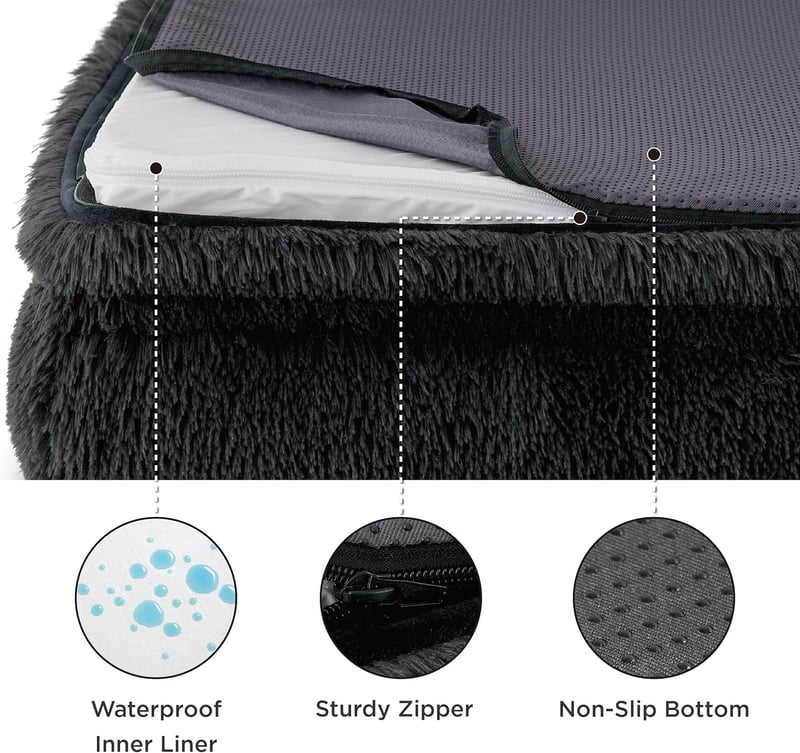 BEDSURE Ortopédikus Kutyaágy - 71x58 cm Mosható Kanapé Kisméretű Kutyáknak, Tojástartó Habszivaccsal, Csúszásgátlós, Sötétszürke