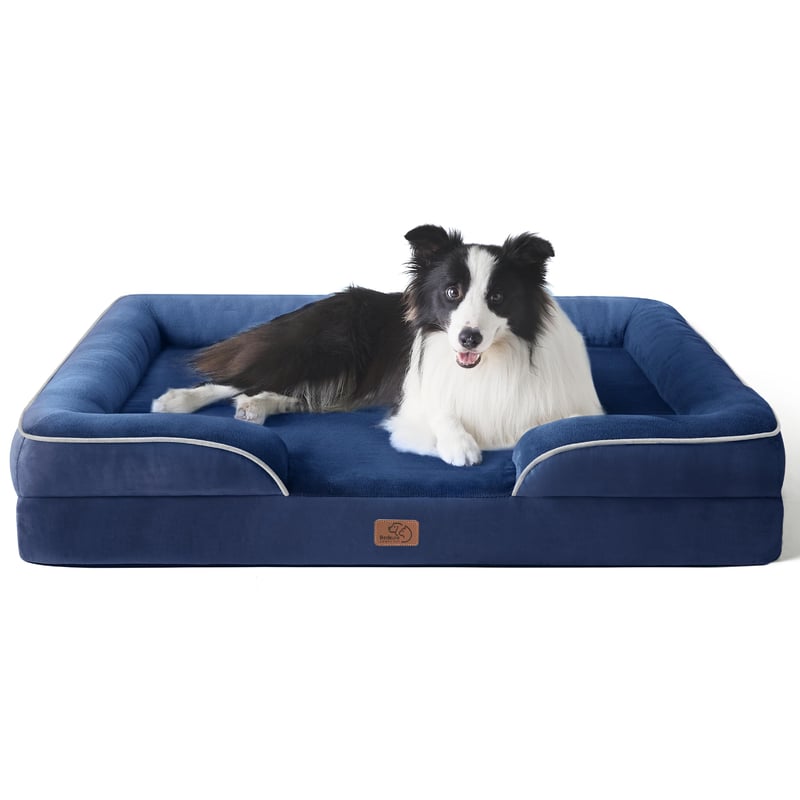 BEDSURE Ortopedski Krevet za Pse 89x63 cm - Srednje Veličine, Perivi Kauč za Pse od Pjene u Obliku Saća, Protuklizni Ležaj za Pse, Tamnoplavi