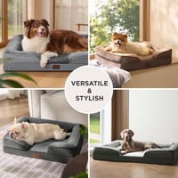 BEDSURE Ortopédikus Kutyaágy 89x63cm Közepes Kutyáknak Memóriahabos Szürke 8