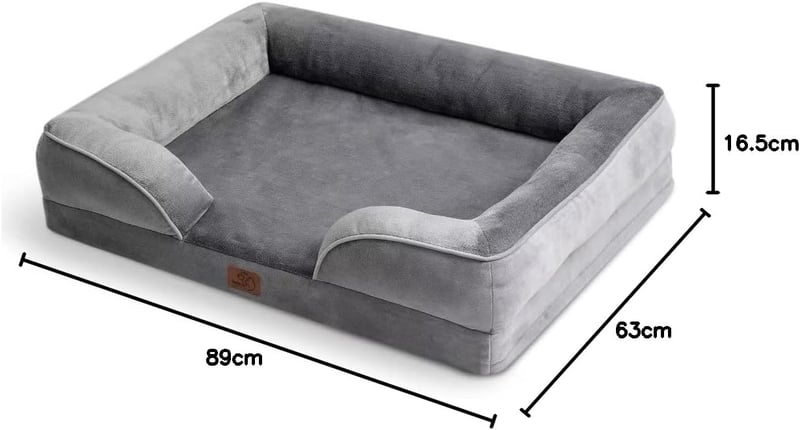 BEDSURE Ortopédikus Kutyaágy 89x63cm Közepes Kutyáknak Memóriahabos Szürke