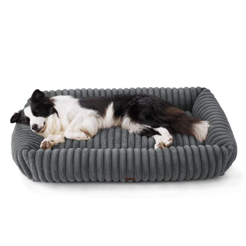 BEDSURE ortopedski krevet za pse s navlakom od flisa, s povišenim rubom - siva - 109x76x20 cm