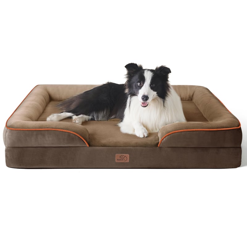 Bedsure ortopedski krevet za pse s navlakom koja se skida - smeđi - 89x63x16 cm
