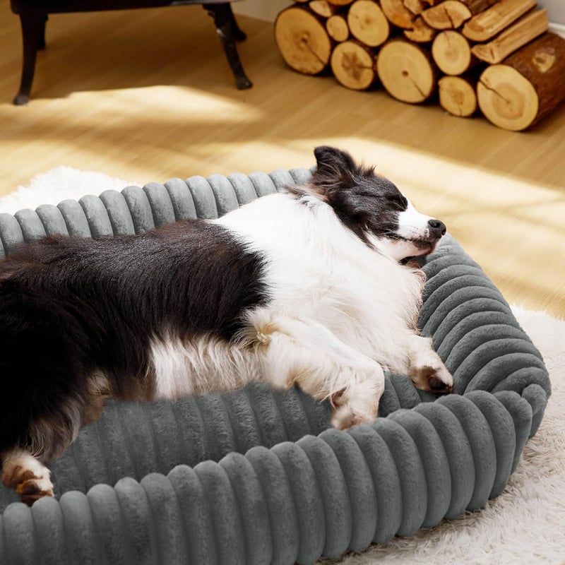 BEDSURE Ortopédikus kutyaágy nagy kutyáknak 109x76 cm szürke fleece