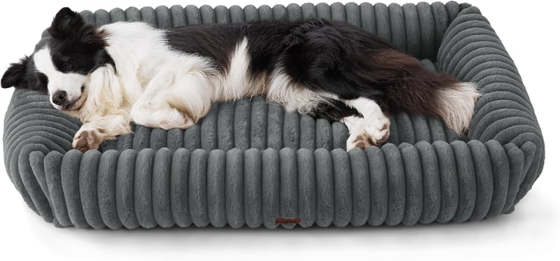 BEDSURE Ortopédikus kutyaágy nagy kutyáknak 109x76 cm szürke fleece