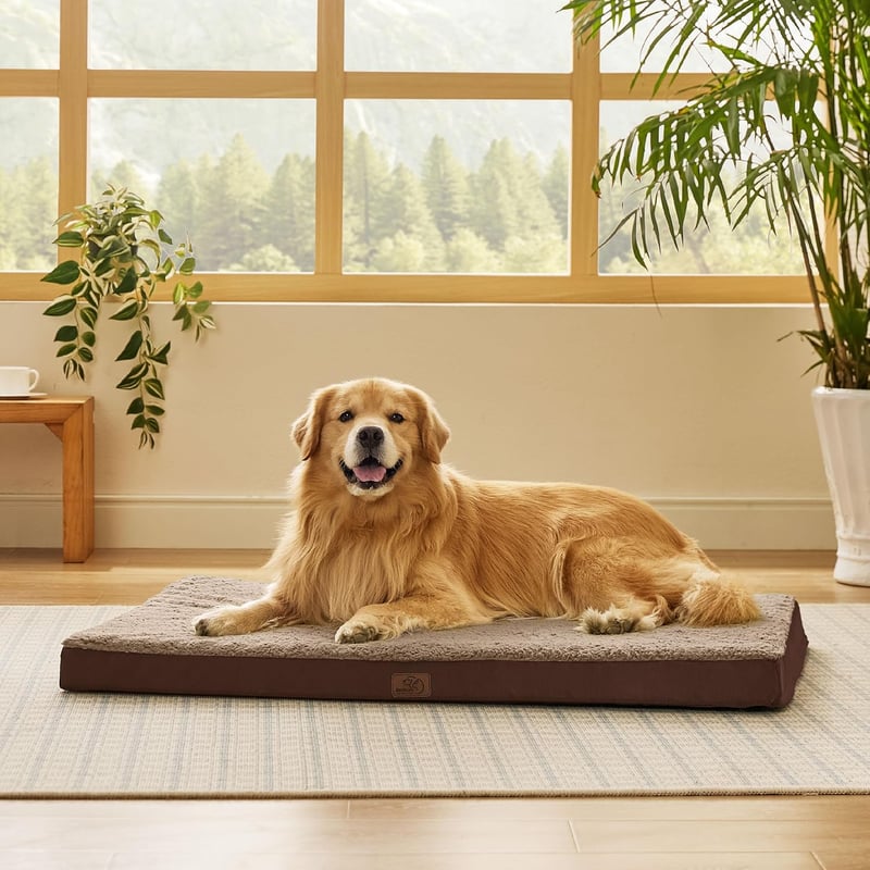 BEDSURE Ortopédikus kutyaágy nagy kutyáknak 112x81 cm, puha mosható kutyapárna barna