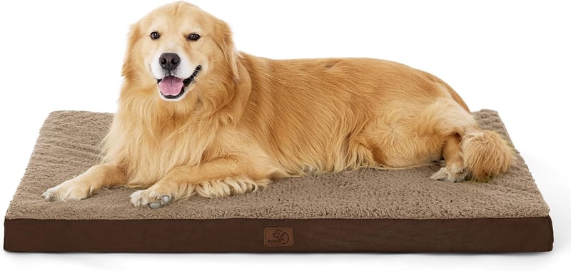 BEDSURE Ortopédikus kutyaágy nagy kutyáknak 112x81 cm, puha mosható kutyapárna barna
