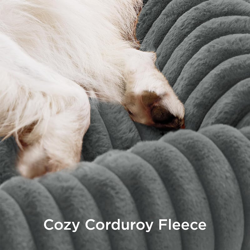 BEDSURE Ortopédikus Kutyaágy Nagy Kutyáknak 91x68cm Szürke Fleece Takaróval
