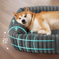 BEDSURE Ortopédikus Kutyaágy Nagy Kutyáknak 91x68cm Szürke Fleece Takaróval 2