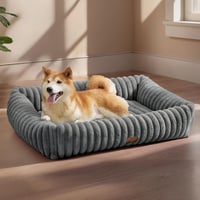 BEDSURE Ortopédikus Kutyaágy Nagy Kutyáknak 91x68cm Szürke Fleece Takaróval 7