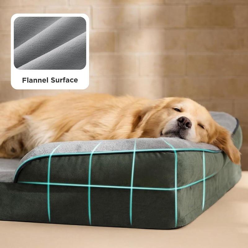 Bedsure Ortopédikus Kutyaágy XL 122x89cm - Mosható Flannel Huzattal, Vízálló Kutyakanapé 45kg-ig