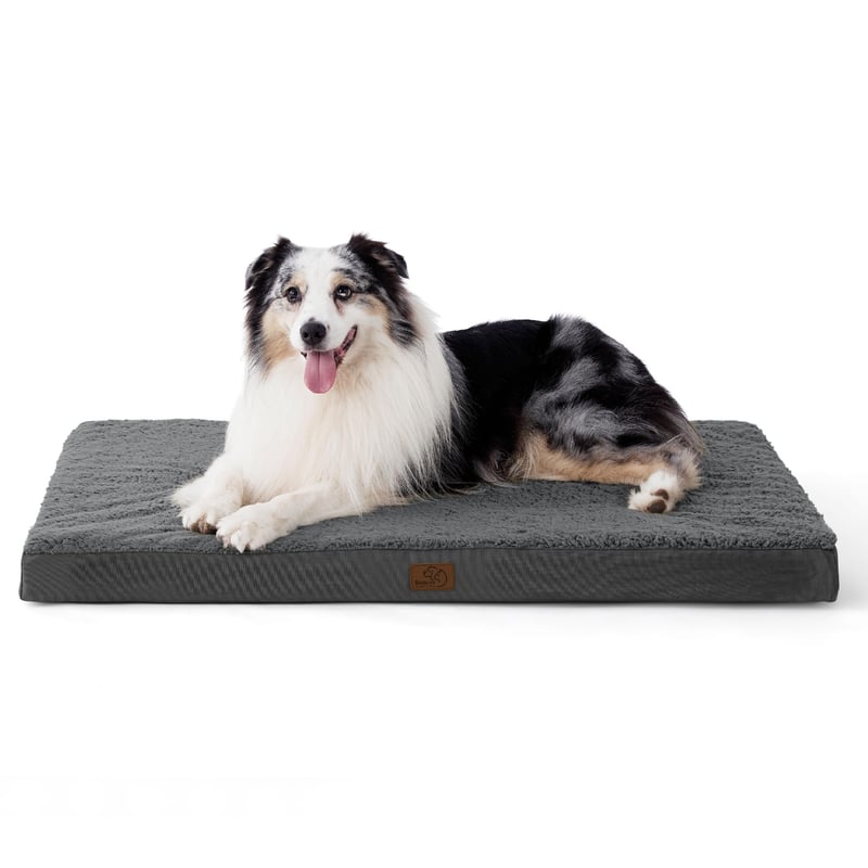 BEDSURE Ortopedski krevet za pse velikih pasmina - 104x74x9 cm Perivi madrac od pjene s protukliznom podlogom, tamno sivi